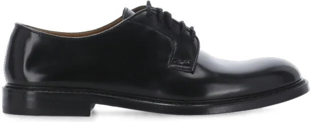 Black Smooth Leather Lace-Up Shoes