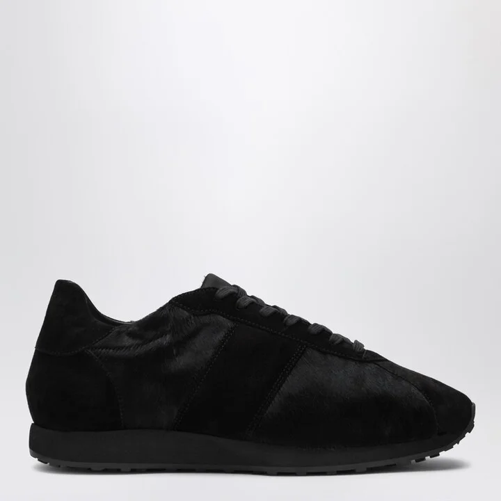 Black sneaker in pony and velvet