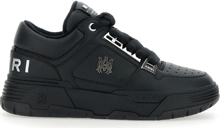 Black Sneakers With Logo Patch On The Side And Logo Lettering On The Rear In Leather Man