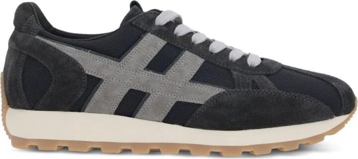 Black Sneakers With Textured Suede And Mesh Upper