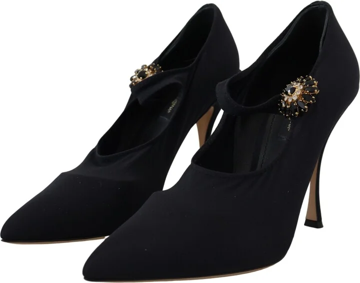 Black Socks Stretch Crystal Pumps Women's Shoes - Image 2