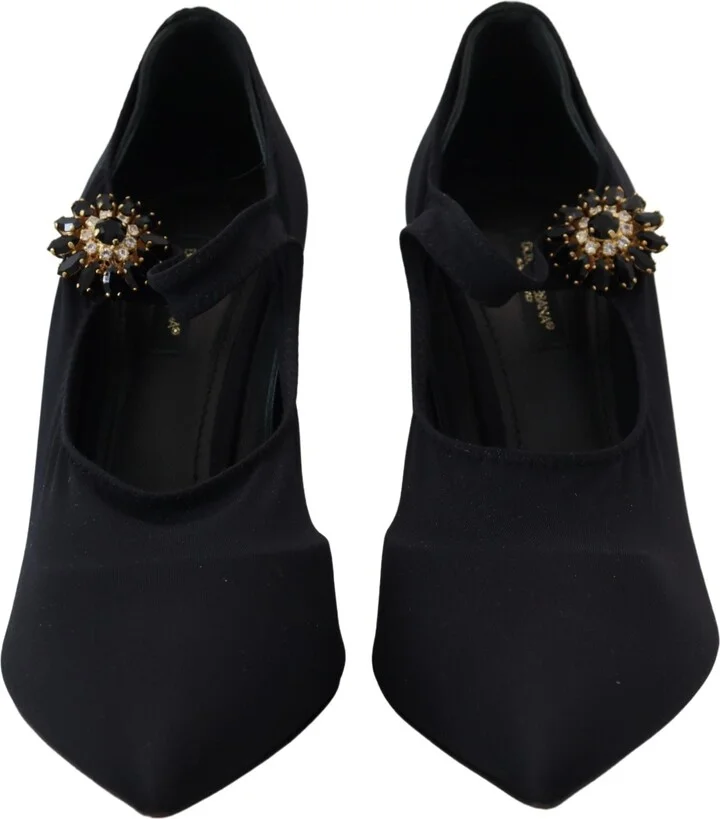 Black Socks Stretch Crystal Pumps Women's Shoes - Image 6