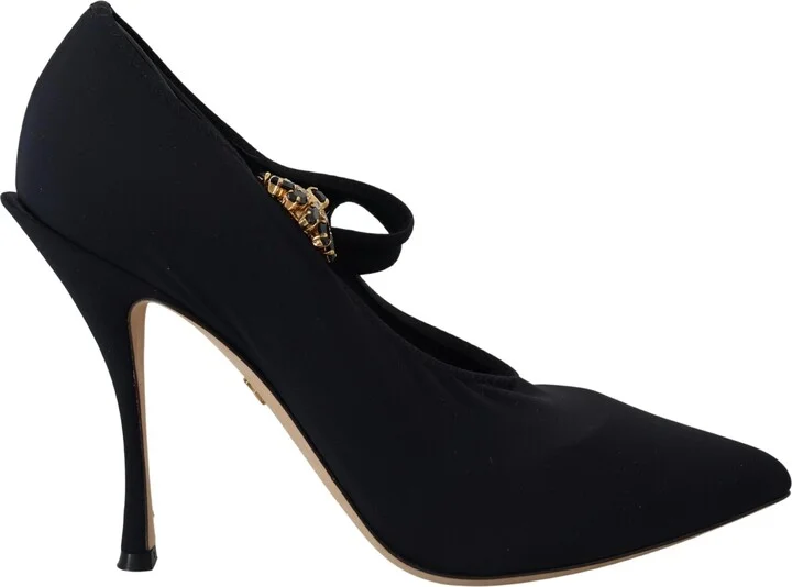 Black Socks Stretch Crystal Pumps Women's Shoes