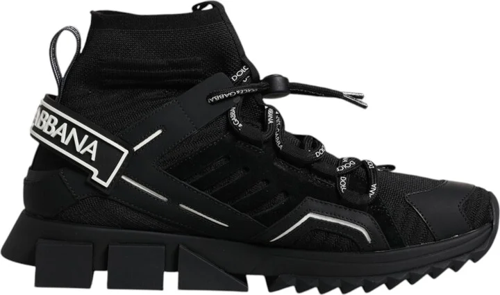 Black Sorrento Logo Men Sneakers Socks Men's Shoes