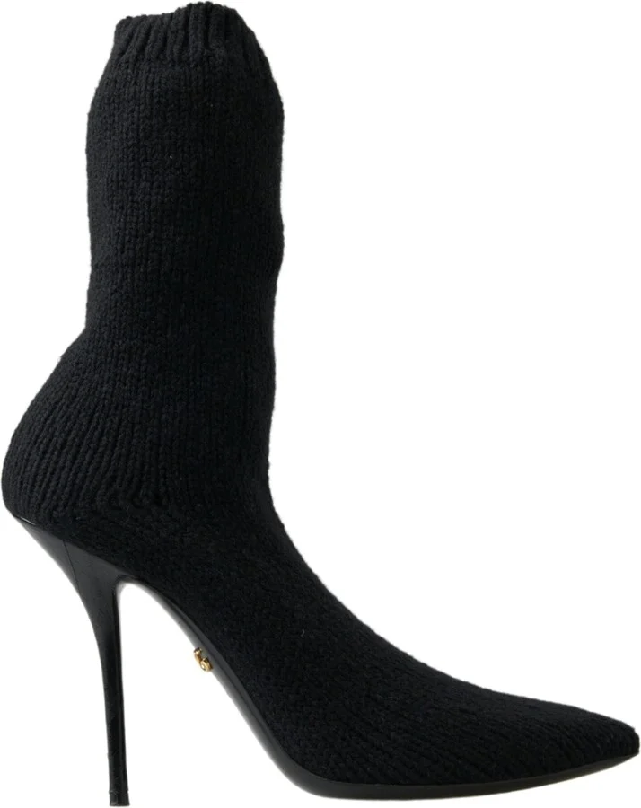 Black Stiletto Heel Mid Calf Women Boot Women's Shoes
