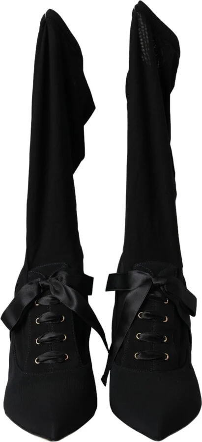 Black Stiletto Heels Mid Calf Boots Women's Shoes - Image 2