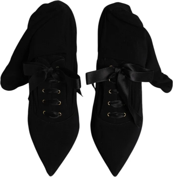 Black Stiletto Heels Mid Calf Boots Women's Shoes (Pre-Owned) - Image 3