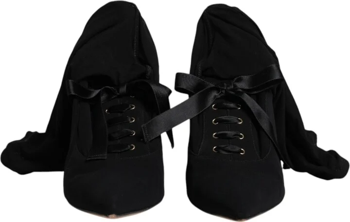 Black Stiletto Heels Mid Calf Boots Women's Shoes (Pre-Owned) - Image 2