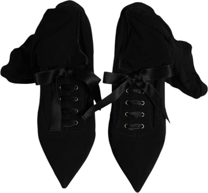 Black Stiletto Heels Mid Calf Boots Women's Shoes (Pre-Owned) - Image 3