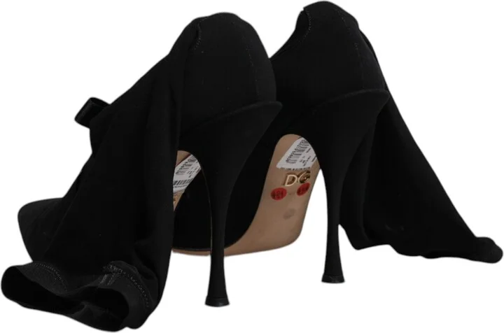 Black Stiletto Heels Mid Calf Boots Women's Shoes (Pre-Owned) - Image 5