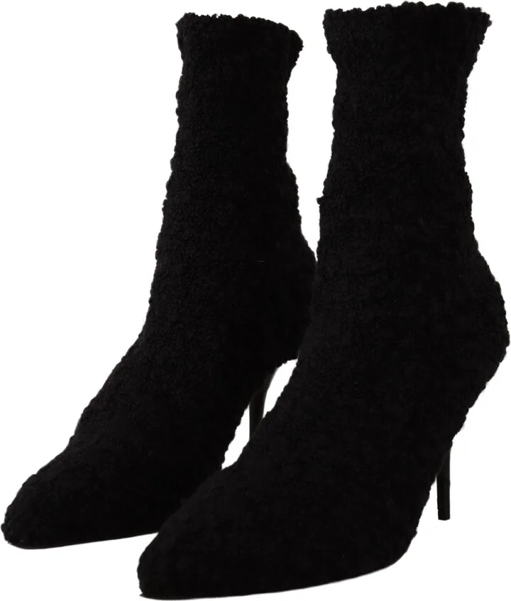 Black Stiletto Heels Mid Calf Women Women's Boots - Image 2