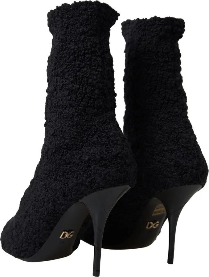 Black Stiletto Heels Mid Calf Women's Boots - Image 3