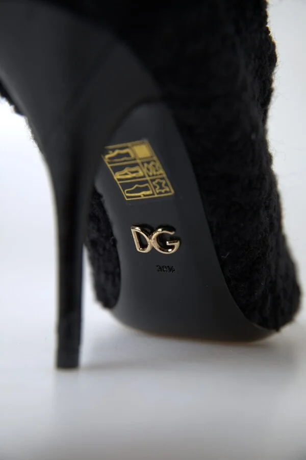 Black Stiletto Heels Mid Calf Women's Boots - Image 5