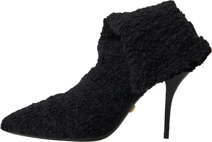 Black Stiletto Heels Mid Calf Women's Boots - Image 6