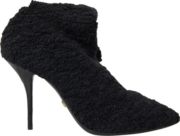 Black Stiletto Heels Mid Calf Women's Boots