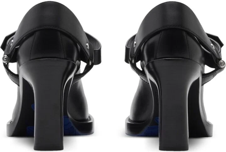 Black Stirrup 85 Leather Pumps - Image 3