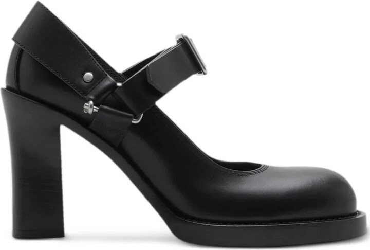 Black Stirrup 85 Leather Pumps