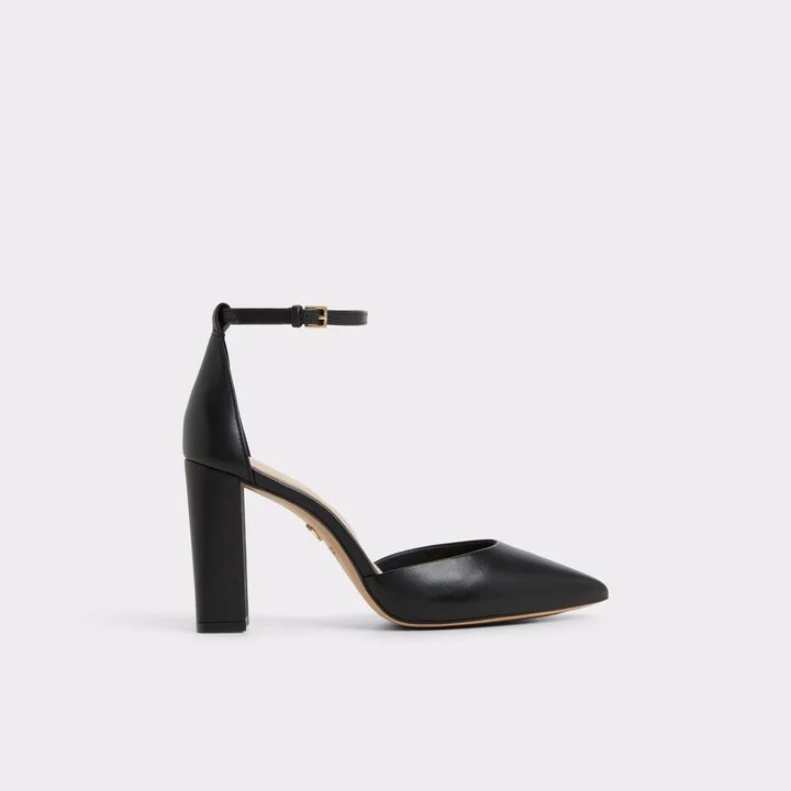 Black strappy block heel
