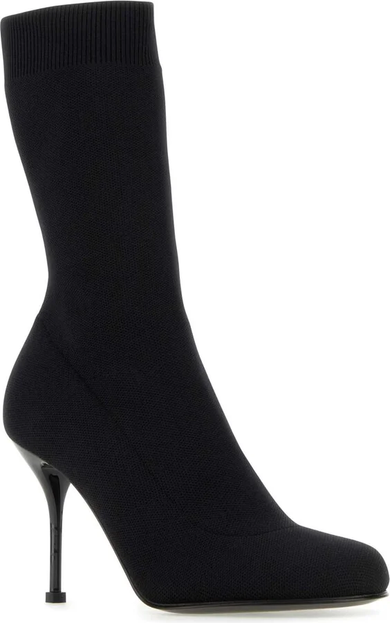 Black Stretch Nylon Ankle Boots - Image 2
