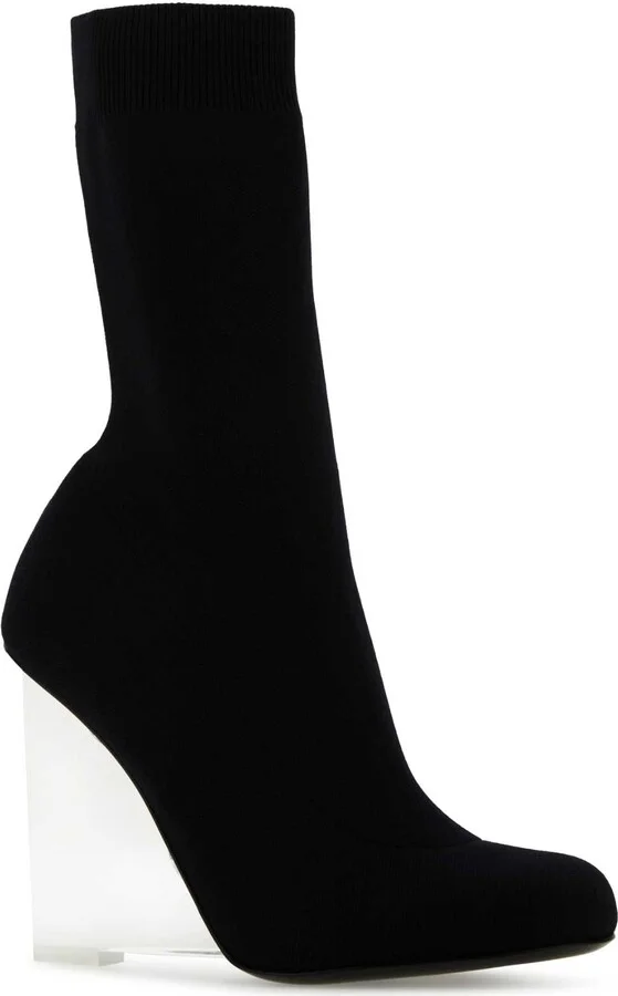 Black Stretch Nylon Shard Ankle Boots - Image 2
