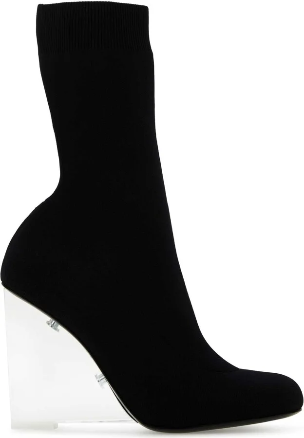 Black Stretch Nylon Shard Ankle Boots