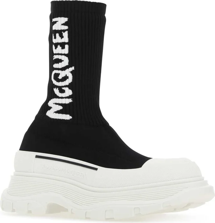 Black Stretch Nylon Tread Slick Sneakers - Image 2