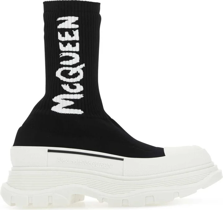 Black Stretch Nylon Tread Slick Sneakers