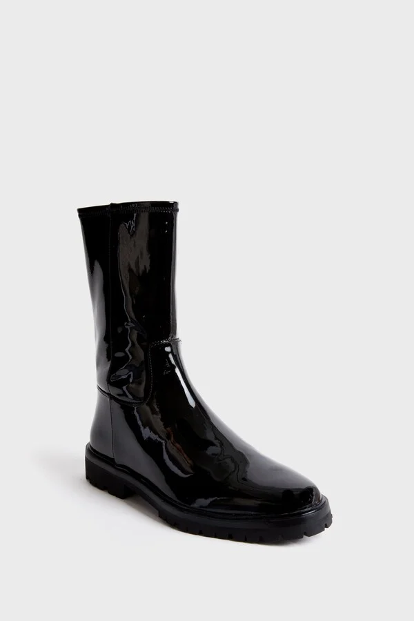 Black Stretch Patent Danny Boots