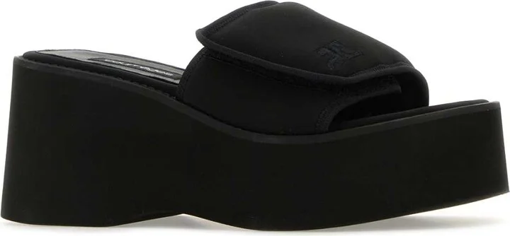 Black Stretch Polyester Blend Scusa Wave Slippers - Image 2