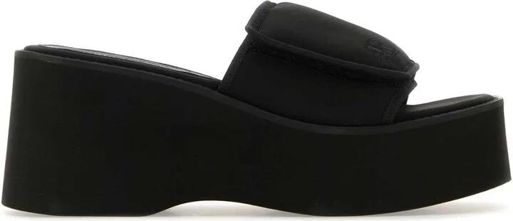 Black Stretch Polyester Blend Scusa Wave Slippers