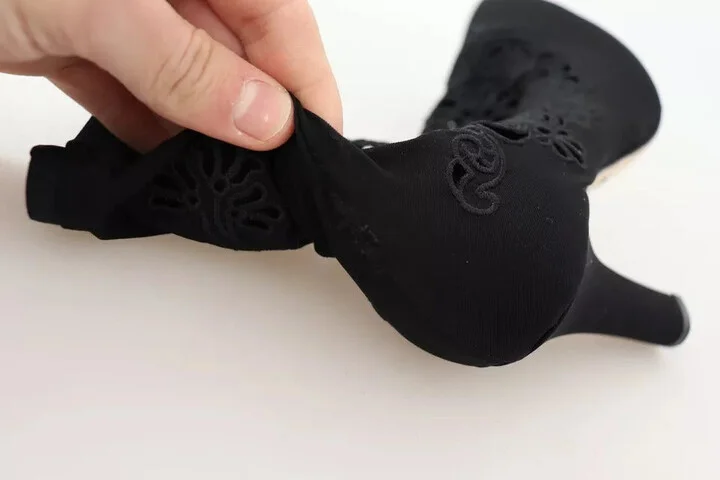 Black Stretch Pumps Boots Floral Lace Women's Shoes (Pre-Owned) - Image 4