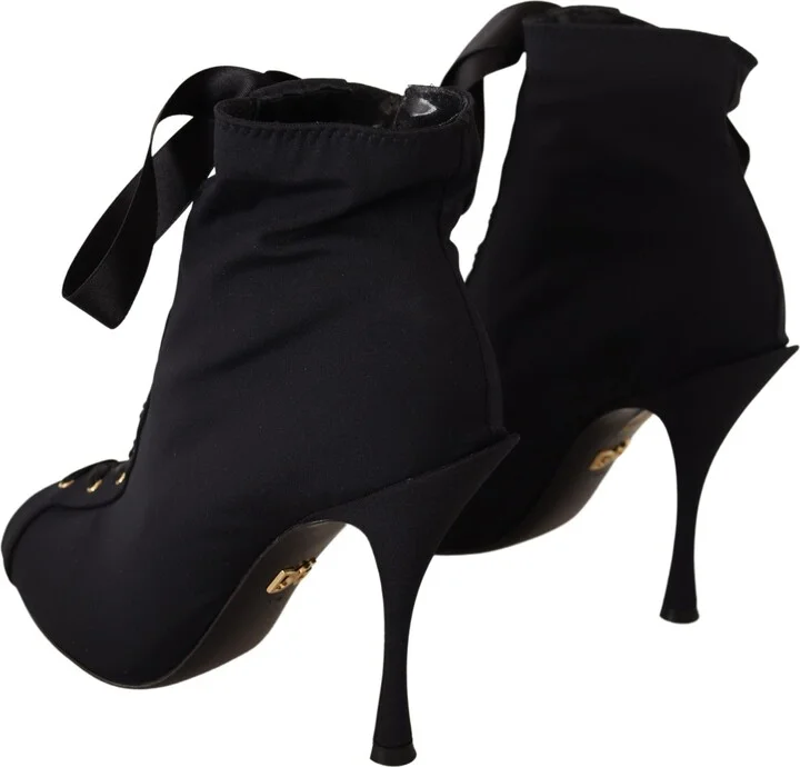 Black Stretch Short Ankle Boots Women's Shoes - Image 6