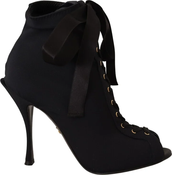Black Stretch Short Ankle Boots Women's Shoes