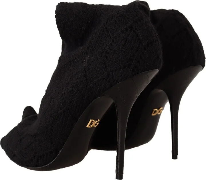 Black Stretch Socks Knee High Booties Women's Shoes - Image 4
