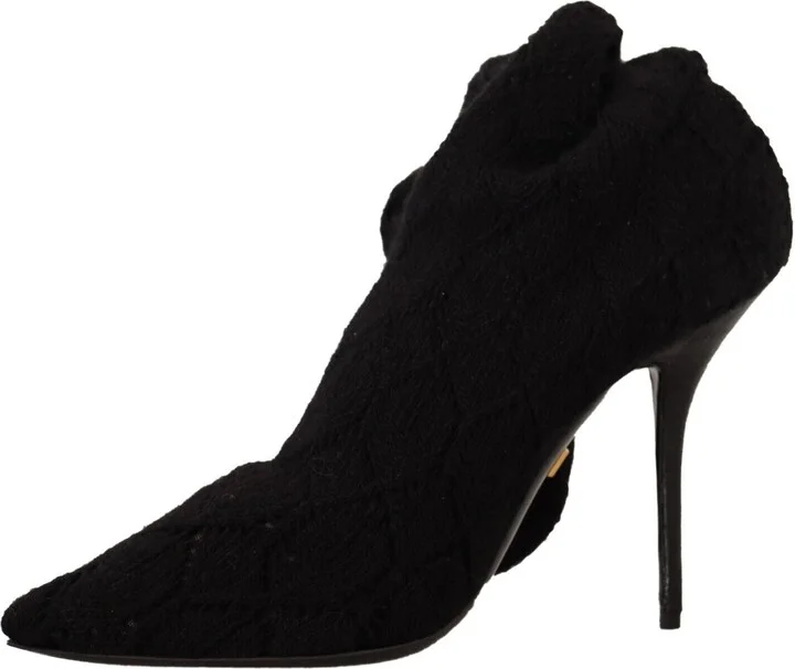 Black Stretch Socks Knee High Booties Women's Shoes - Image 5