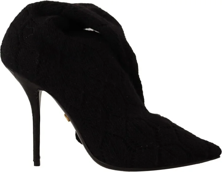Black Stretch Socks Knee High Booties Women's Shoes - Image 6