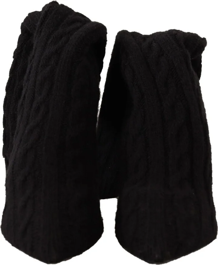Black Stretch Socks Knee High Booties Women's Shoes - Image 2