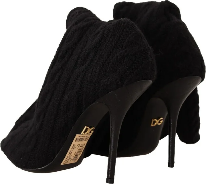 Black Stretch Socks Knee High Booties Women's Shoes - Image 4