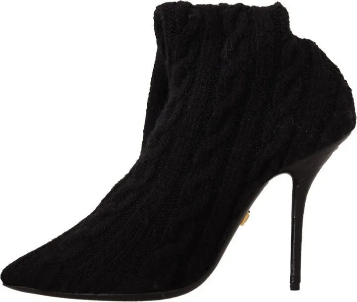 Black Stretch Socks Knee High Booties Women's Shoes - Image 5