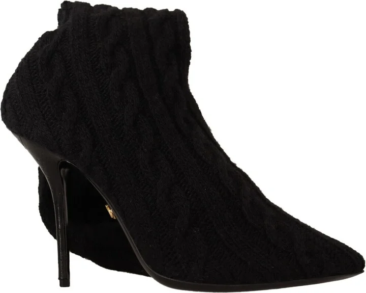 Black Stretch Socks Knee High Booties Women's Shoes - Image 6