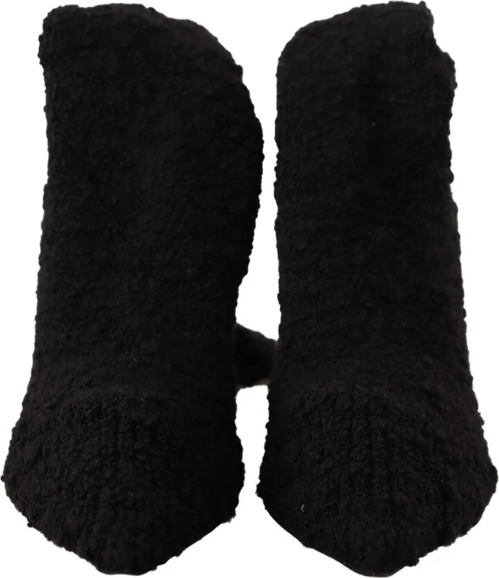 Black Stretch Socks Knee High Booties Women's Shoes - Image 2