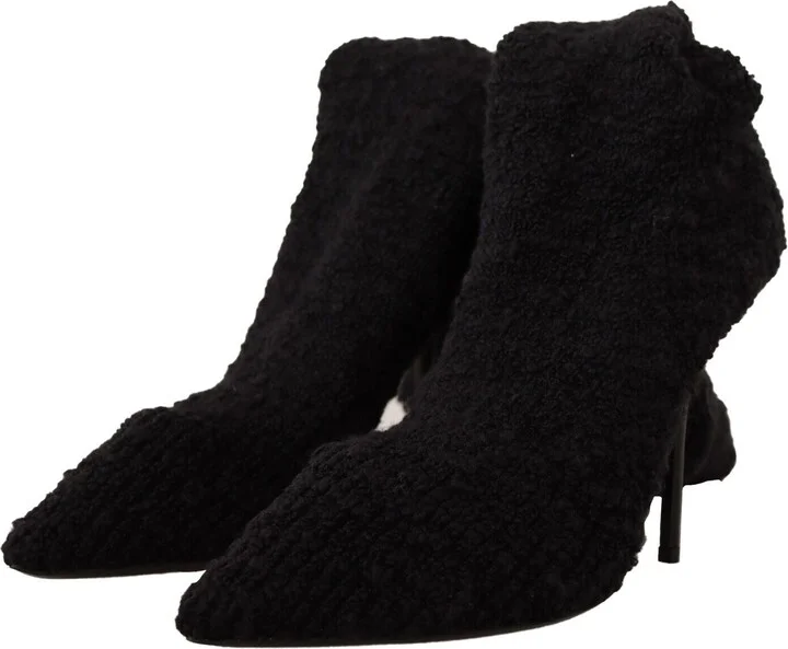 Black Stretch Socks Knee High Booties Women's Shoes - Image 3