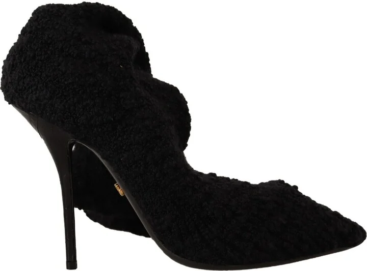 Black Stretch Socks Knee High Booties Women's Shoes - Image 6