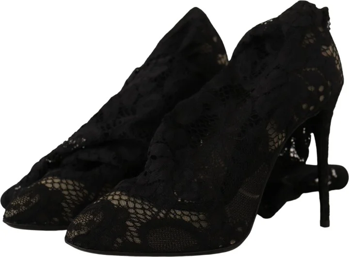 Black Stretch Socks Taormina Lace Boots Women's Shoes - Image 2