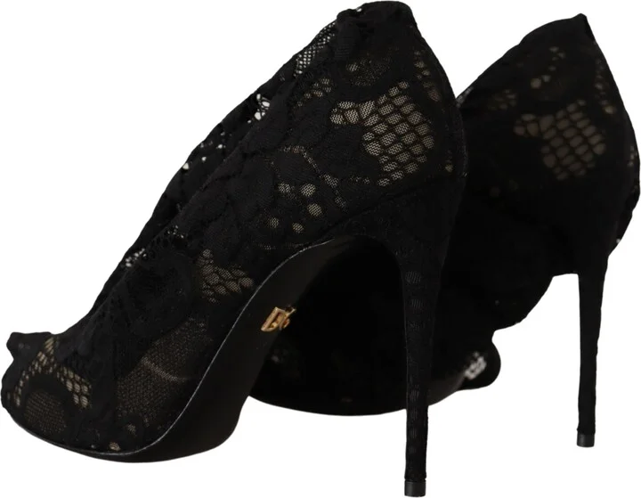 Black Stretch Socks Taormina Lace Boots Women's Shoes - Image 3