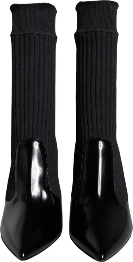 Black Stretch Stilettos Booties Socks Women's Shoes - Image 2