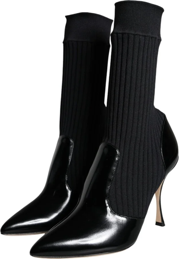 Black Stretch Stilettos Booties Socks Women's Shoes - Image 3