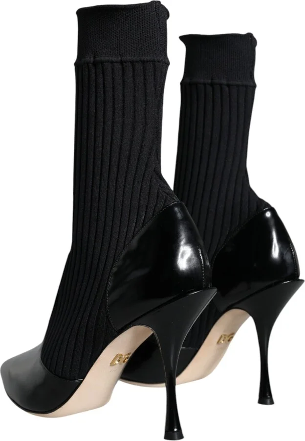 Black Stretch Stilettos Booties Socks Women's Shoes - Image 4
