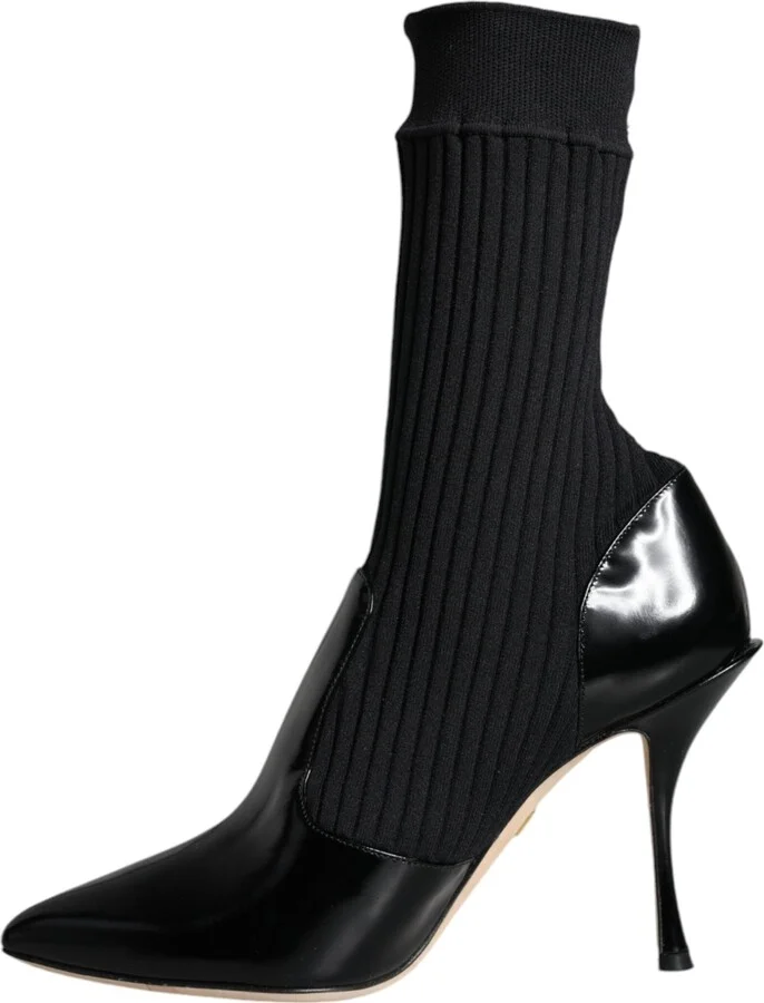 Black Stretch Stilettos Booties Socks Women's Shoes - Image 5