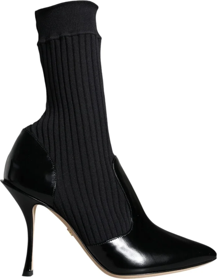 Black Stretch Stilettos Booties Socks Women's Shoes
